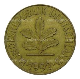 Монета 10 пфеннигов 1992 года J Германия