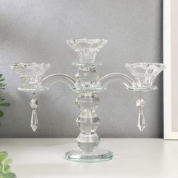 Стеклянный подсвечник на 3 свечи «Канделябр», 21×23.5×7.8 см