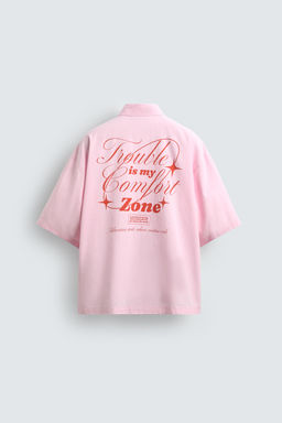 CAMISA BOXY FIT TEXTOS ESTAMPADOS / Rosa - Zara фото 9