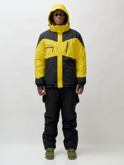 Горнолыжный костюм мужской зимний желтого цвета 372J