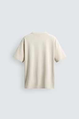 CAMISETA REGULAR FIT MEZCLA ALGOD?N / Beige claro - Zara фото 8