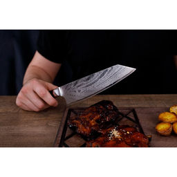 Нож шеф Magistro Ортего, длина лезвия 17 см, дамасская сталь AUS-10  фото 9