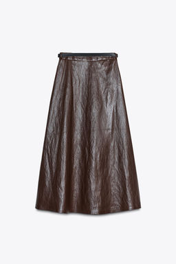 FAUX LEATHER MIDI SKIRT WITH BELT - Zara фото 7