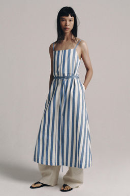 VESTIDO MIDI RAYAS ZW COLLECTION / Azul / Blanco - Zara фото 4