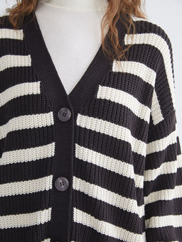 V Yaka ?izgili Kad?n Triko H?rka