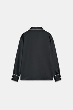 OVERSIZE SATIN SHIRT WITH CONTRAST PIPING - Zara фото 6