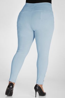 Джеггинсы жегнские больших размеров летние голубые из денима - Almond фото 2