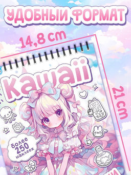 Стикеры - раскраски Kawaii, более 250 наклеек аниме - Буква-ленд фото 5