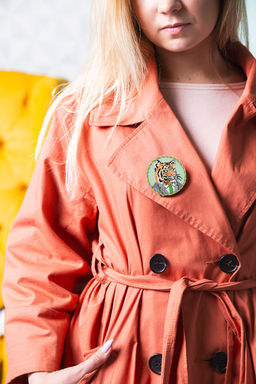 Набор для вышивания PANNA Живая картина JK-2253 Брошь. Тигр Эдмунд 5.5 х 5.5 см