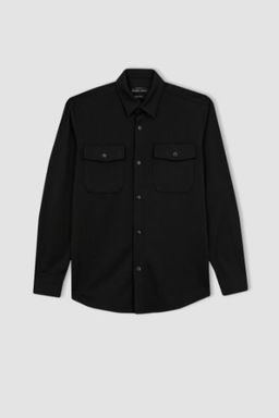 Regular Fit Polo Yaka Her Yone Esneyen Uzun Kollu Gomlek Ceket