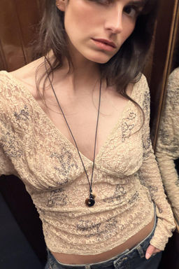 TOP WITH BEADED EMBROIDERY - Zara фото 12