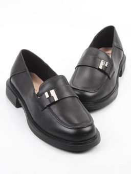 03-DEB58-1 BLACK Лоферы женские (натуральная кожа)