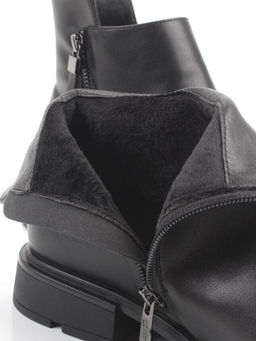 01-M43-12 BLACK Ботинки демисезонные женские (натуральная кожа, байка)