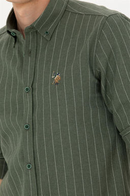 U. S. Polo Assn / Мужская зеленая рубашка с длинным рукавом - U.s. polo assn фото 7