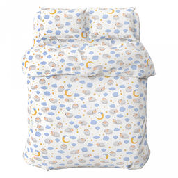 Постельное белье, комплект 1,5 спальный "Ох, и модница овечка, вся в кудряшках, вся в колечках" 4 предмета: пододеяльник 145х215см, простыня 150х215см, 2 наволочки 70х70см с клапаном-запахом, перкаль 110г/м2, хлопок 100%, упаковка "классическая" ПВХ