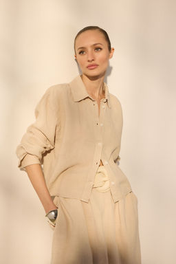 TRENDYOLMILLA Mint %100 Keten Oversize Gomlek TWOSS24GO00121  фото 2