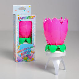 Свеча для торта музыкальная Тюльпан, крутящаяся, розовая, 14,56 см