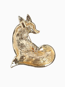 Брошь «Лиса» хитрая, стразы, цвет оранжево-белый в золоте