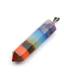 Подвеска Маятник карандаш 10*42мм из самоцветов 7 чакр