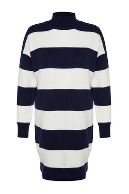 TRENDYOLMILLA Lacivert Mini Triko Genis Kal?p Dik Yaka Kazak Elbise TWOAW24EL00059  фото 6