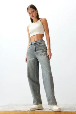 Mavi Soluk Efekt Vintage Dusuk Bel Wide Leg TWOSS24JE00147 - Trendyolmilla фото 7