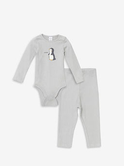 Bisiklet Yaka Erkek Bebek ??t??tl? Body 2li