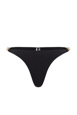 Siyah Zincir Aksesuarl? High Leg Brazilian Bikini Alt? TBESS22BA0046