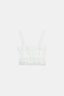 TOP CORTO BORDADOS PERFORADOS / Blanco