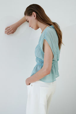 Blusa de algod?n con frunces - H&m фото 4