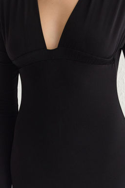 Trendyolmilla K?rm?z? Vucuda Oturan V Yaka Orme S?k K?sa Elbise TPRSS25EL00006 фото 9