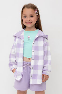Crockid _ КР 302698-1/пастельно-лиловый,клетка виши к541 рубашка для дев  фото 10