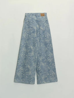 Джинсы WIDE LEG с высокой посадкой с жемчужной цепью / Zarina