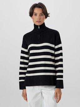 Джемпер женский черный в полоску