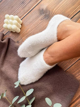 BK970 Носки, 1 пара (шерсть норки) БЕЛЫЙ