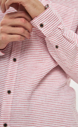 Рубашка д/р лен P411-0489 red