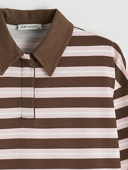 Polo Yaka ?izgili Kad?n Sweatshirt Tunik