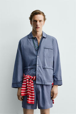 SET PIJAMA PANTAL?N CORTO AARON LEVINE X ZARA / Celeste