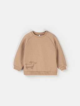 Свитшот Песок с вышивкой утепленный без начеса