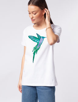 VILATTE / Футболка с большой вышивкой пайетками  фото 2