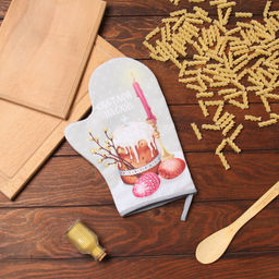 Варежка-прихватка Доляна Пасха 20х28 см, 35% хл, 65% пэ, ватин 250 г/м2  фото 5