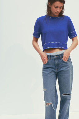 TOP WITH TOPSTITCHING - Zara фото 2