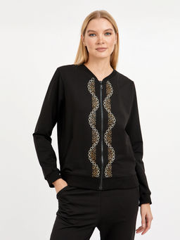 кардиган женский на молнии со стразами