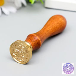 Печать для сургуча с деревянной ручкой «Солнце и месяц - геометрия», 9×2.5×2.5 см