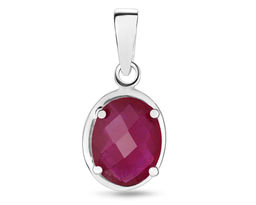 Подвеска, 1 рубин корунд овал 8х10 мм/3.48 ct, Шэди