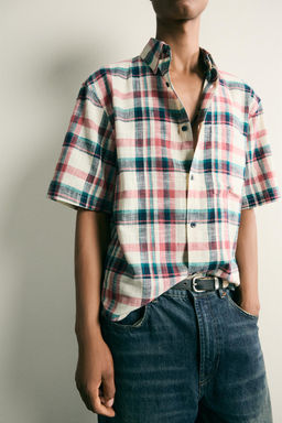 CAMISA RELAXED FIT ESTRUCTURA CUADROS / Multicolor - Zara фото 6