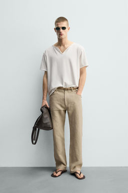 CAMISETA CUELLO PANADERO IRREGULAR / Crudo