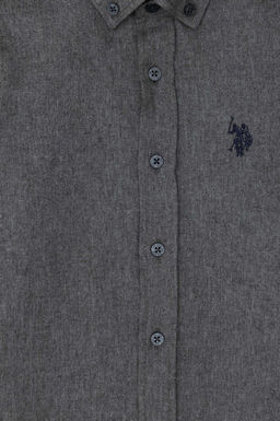 Базовая рубашка антрацитового цвета с длинным рукавом для мальчика Неожиданная скидка в корзине - U.s. polo assn фото 3