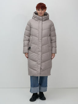 Пальто зимнее утепленное с капюшоном женское серого цвета 7623Sr - Visdeer фото 2