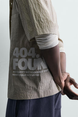 CAMISA CUADROS TEXTOS ESTAMPADOS / Tostado - Zara фото 6