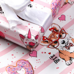 Цена за 2 шт. Бумага упаковочная глянцевая Корги, 70?100 см,1 лист